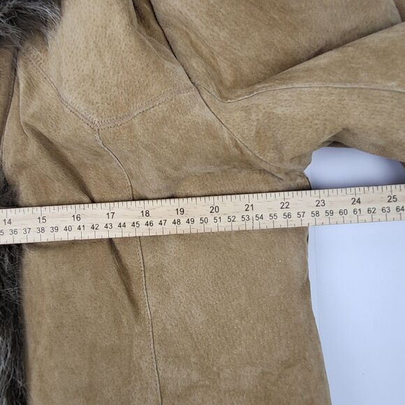 DB Studio Penny Lane Style Vintage Women's Coat Suede Leather Faux Fur Size L - Picture 5 of 16